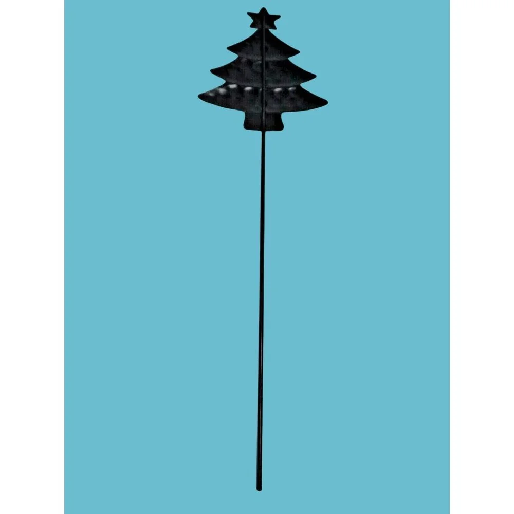 Christmas Tree Garden Stake Silver Metal Yard Lawn Floral Planter
